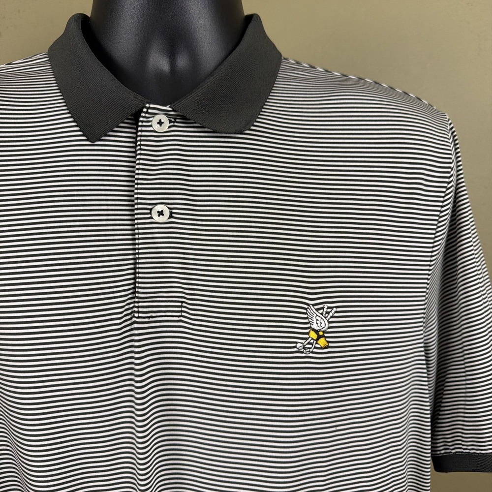 RLX Ralph Lauren Golf Polo Blue Stripe Winged Foot Country Club Logo Men's Large